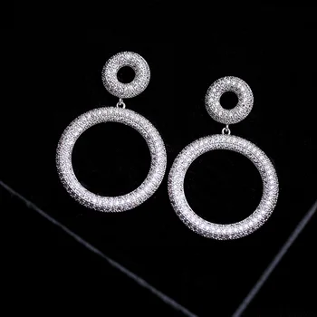 

Trendy Cubic Zirconia CZ Big Circle Stud Earrings for Women Girl Round Rhinestone Crystals Earrings DYZ10342