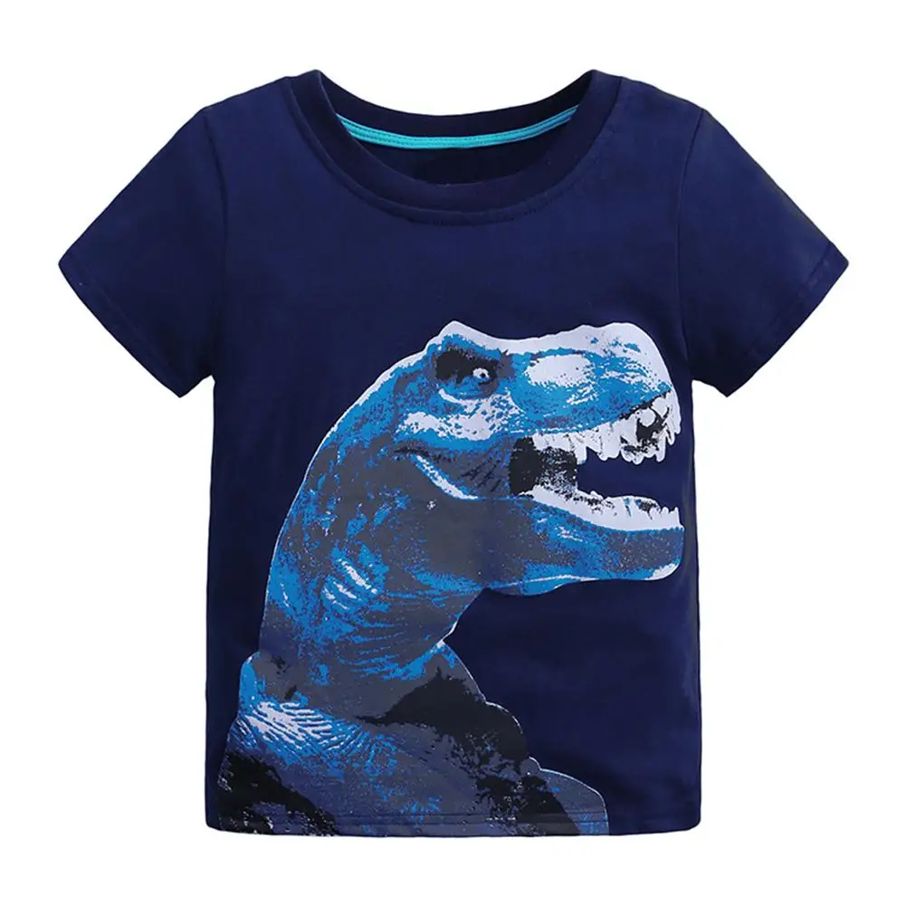 Children Boys Short Sleeved T shirt Summer Cotton Cartoon Dinosaur