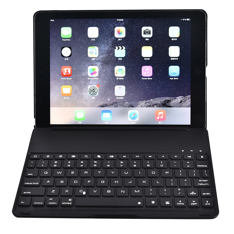 Чехол для планшета для iPad Pro Чехол Funda Bluetooth клавиатура с светодиодный 7 цветов алюминиевый с подсветкой сплав Folio Back Жесткий Чехол-подставка