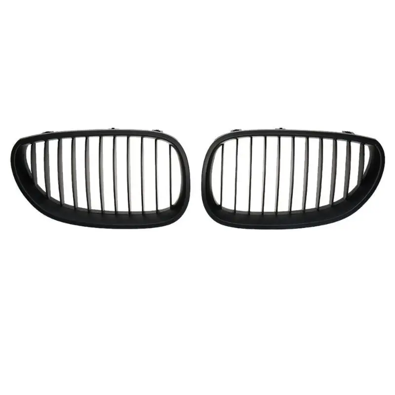 

2Pc Matte Black Kidney Grilles for BMW E60 E61 520d 520i 523li 525li 530li Framed Dual Slat Grill Front Kidney Grille Bumper new