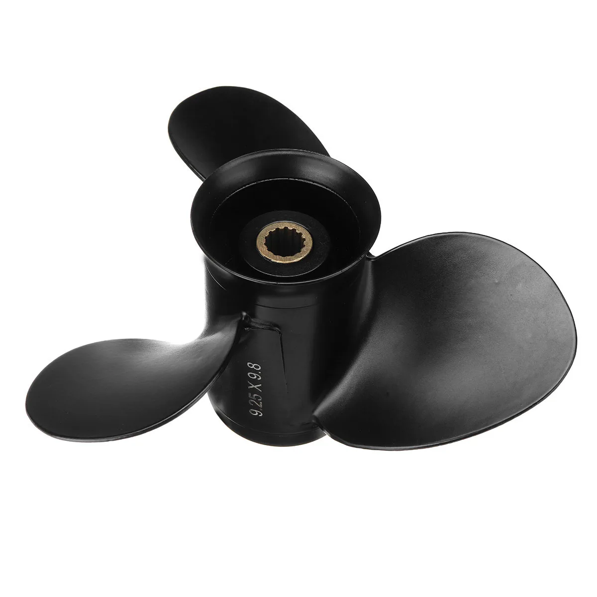 

362B641080 9.25 x 9.8 Outboard Propeller Aluminum For Tohatsu-Mercury 9.9-20HP Standard Rotation Black 14 Spline Tooth 3 Blades