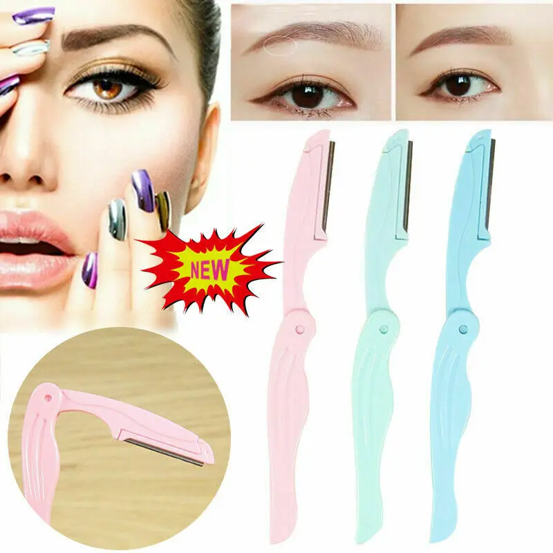 

3 Pcs Eyebrow Trimmer Safe Painless Portable Brow Shaper & Dermaplaning Brow Hair Removal Razor Makeup Tool maquillage facial