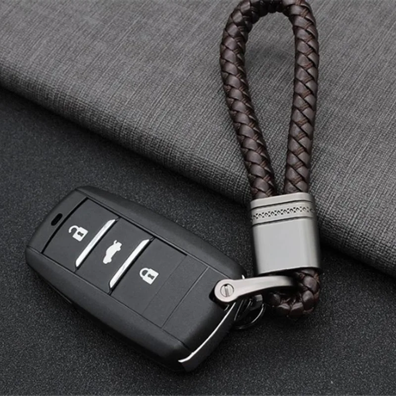 

Hand Made Leather Metal Keychain Car Home Key Ring Holder Housekeeper For Toyota VW Honda BMW Nissan Skoda Hyundai Car-styling