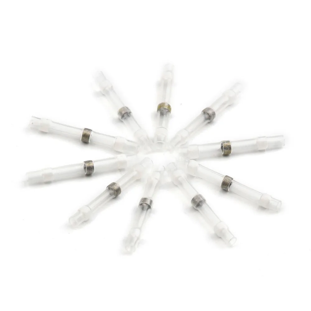 

10Pcs White Waterproof Solder Sleeve Tube Set Heat Shrink Butt Wire Splice Connectors AWG 26-24