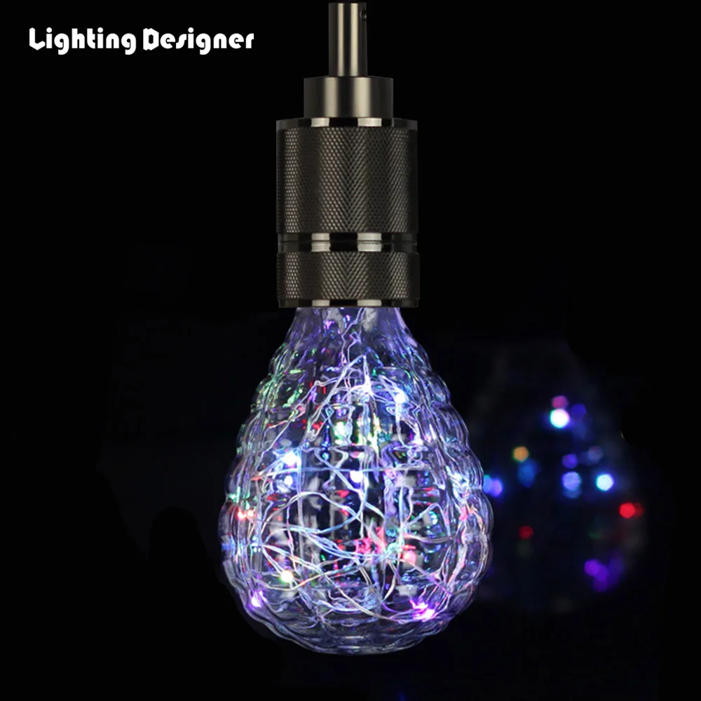 Led Bulbs Edison Bulb RGB flash Copper Wire Light Bulb 220V/240V E27 3W