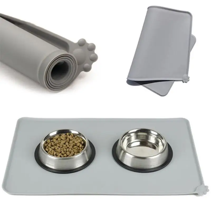 

Silicone Waterproof Dog Cat Pet Food Mats Tray Non-Stick Non-Slip Pet Bowl Mats Placemat Dog Pet FDA Grade Cat Feeding Mats
