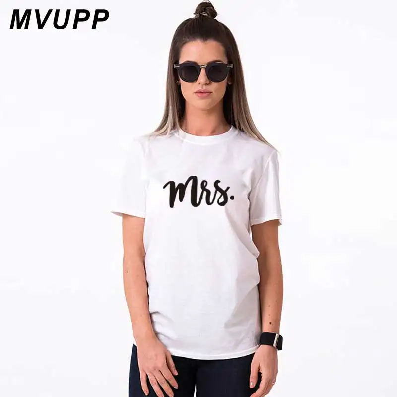 Женская футболка с принтом mr mrs белая однотонная для влюбленных пар надписью me