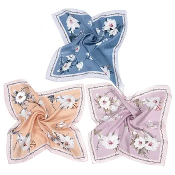 

Ladies 2020 Spring and Summer New Fashion Geometric Printing Silk Plain 53 * 53cm Satin Wild Scarf