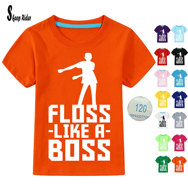 

2019 Summer Short Sleeve Boys Cotton T Shirt Floss Like A Boss Print Girls Children Skull Top Tees For Kids Battle Game Clothes