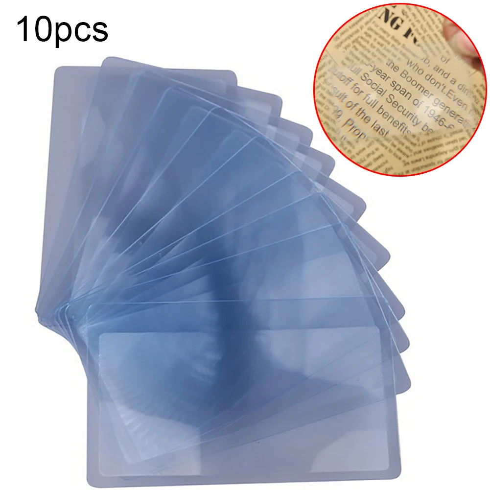 

10Pcs /set 3X Magnifier Magnifying LENS High quality Credit Card Magnifier Wallet Pocket Plastic Magnifying Fresnel LEN Read #2