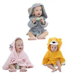 Для новорожденных с капюшоном халат милый мультфильм животных младенцев купальный полотенца дети длинным рукавом банная одежда поясом