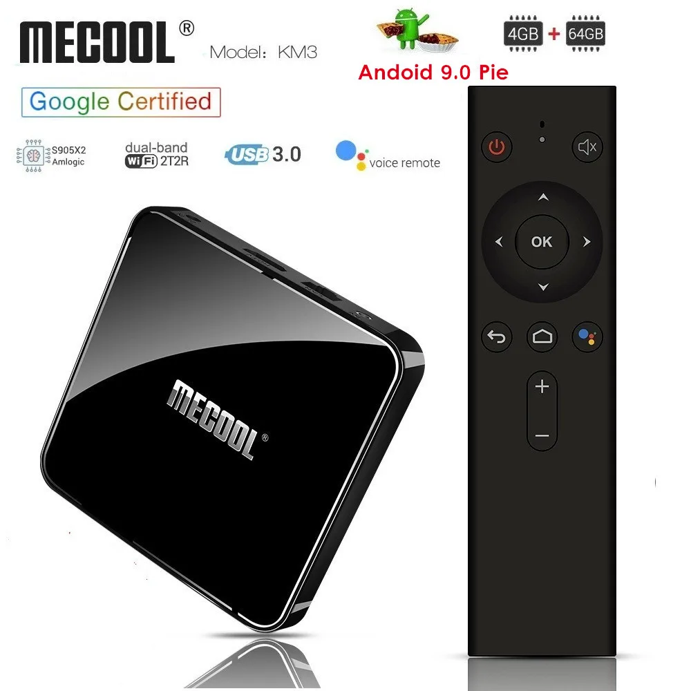MECOOL KM3 Android 9.0 Smart TV Box Amlogic S905X2 4GB DDR4 64GB ROM ...