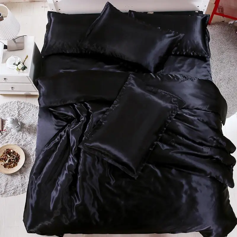 

LOVINSUNSHINE Luxury Comforter Set Queen King Duvet Silk Bed Cover Comforter In Solid Color AF03#