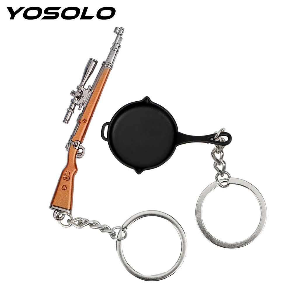 

YOSOLO Game Fans Gift Interior Accessories Car-styling Car Keychains Pan 98K Gun Alloy Keyring Auto Key Chain Key Ring Pedant