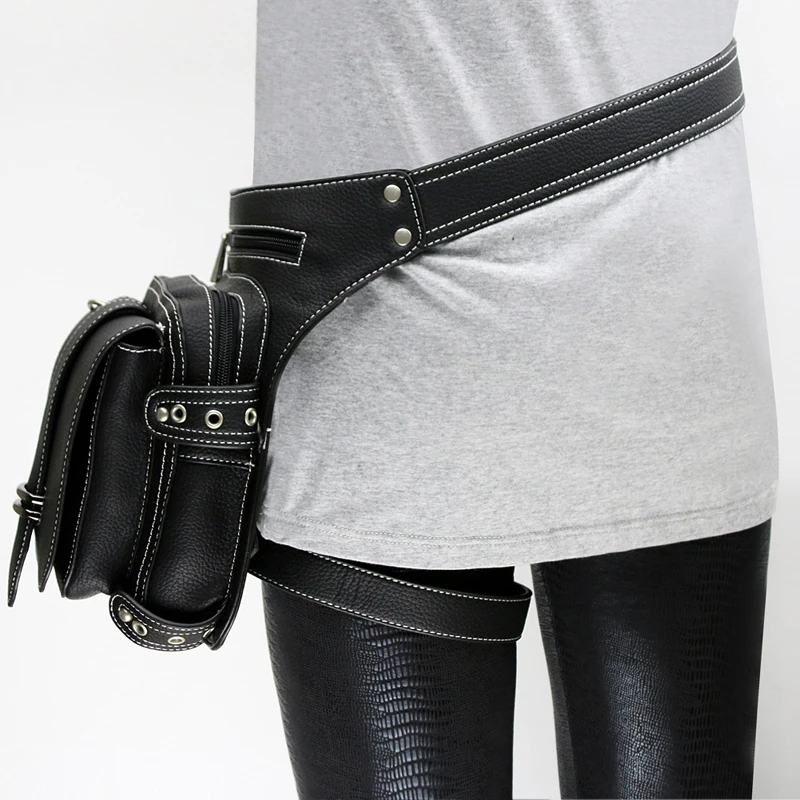 Norbinus Женская мотоциклетная поясная сумка на ногу из искусственной кожи, набедренная поясная сумка в стиле стимпанк рок, Мужская кобура, сумка-мессенджер на плечо, сумка через плечо