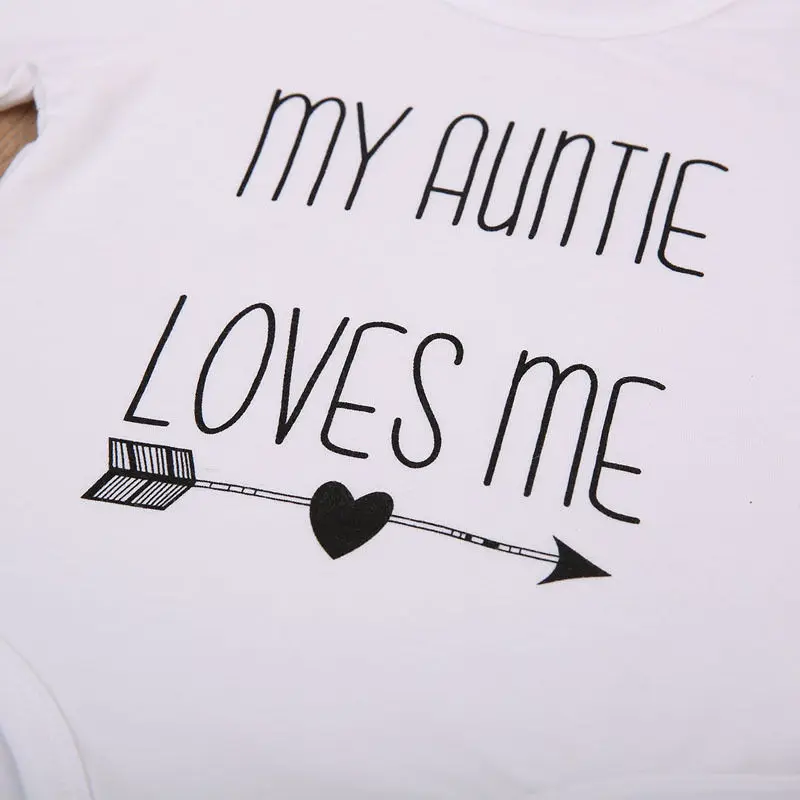 Online Tante Saya Cinta Saya Bayi Laki laki Anak Perempuan Bodysuit Jumpsuit Katun Lengan Pendek Pakaian Pakaian 0 24 M