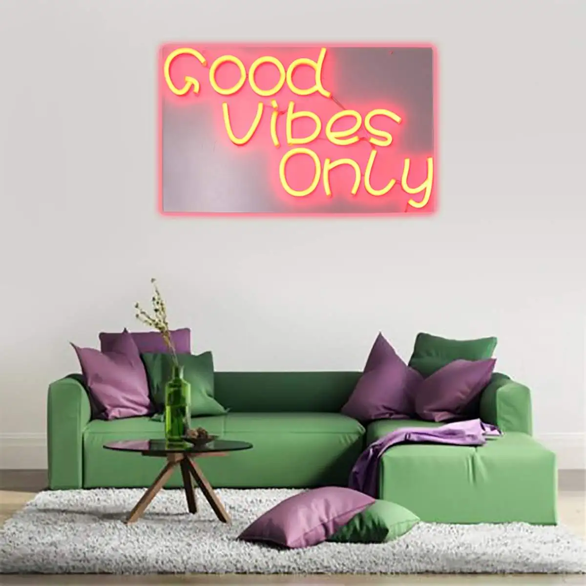 

Good Vibes Only Neon Art Sign LED Light Tube Handmade Visual Artwork Wall Decoration Colorful Neon Bulbs Billboard 60cmX35cm