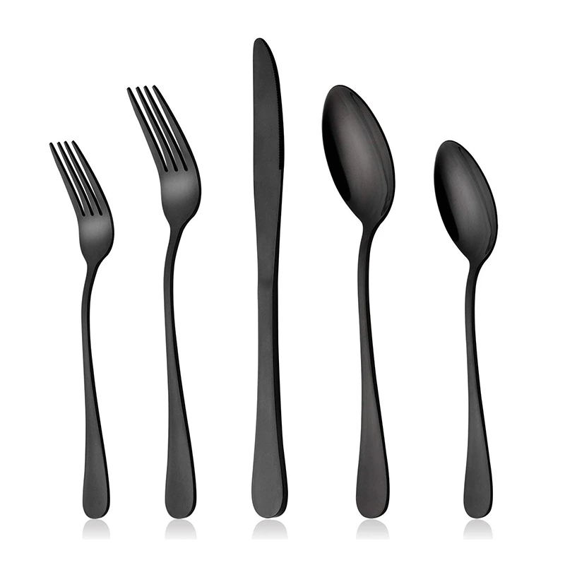 

AFBC Black Silverware Set, 20-Piece Stainless Steel Flatware Cutlery Set for 4, Mirror Finish, Dishwasher Safe