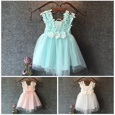 

Pudcoco Girl Dress 2Y-7Y Elegant Feast Baby Girls Princess Lace Flower Tulle Tutu Gown Formal Party Dress