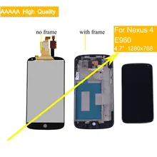 10Pcs/lot For LG E960 Google Nexus 4 E960 LCD Touch Screen with Digitizer Assembly With Frame for lg e960 lcd Display Complete