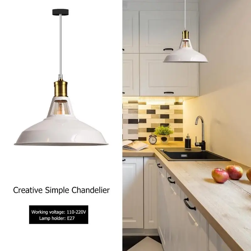

Industrial Iron Art E27 Pendant Light Lamp Kitchen Dining Hang Lampshade Loft Pendant Lamp Metal Hanging Lamp Without Bulb