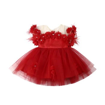

1-6Y Toddler Kids Baby Girls Red Dress Princess Tulle Tutu Party Wedding Birthday Dress For Girls Formal Dresses Kid Costumes