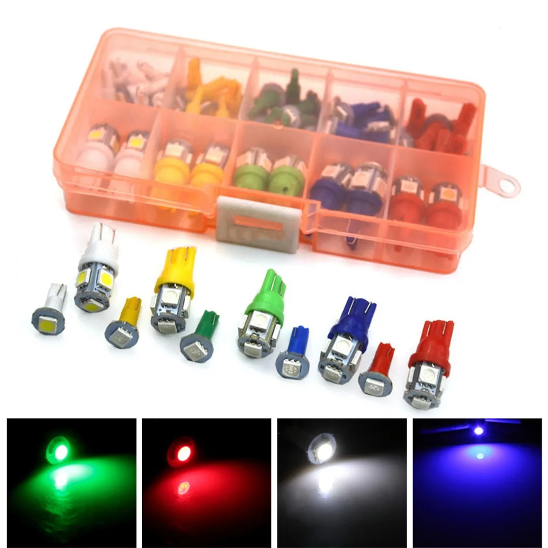 

Mayitr 70pcs T5+T10 LED Car Instrument Panel Light Colorful Cluster Dash Indicator Light Bulb Kit for Car Light Source