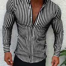 Рубашки новые брендовые Модные мужские роскошные стильные полосатые повседневные рубашки с пуговицами приталенные рубашки с длинным рукавом