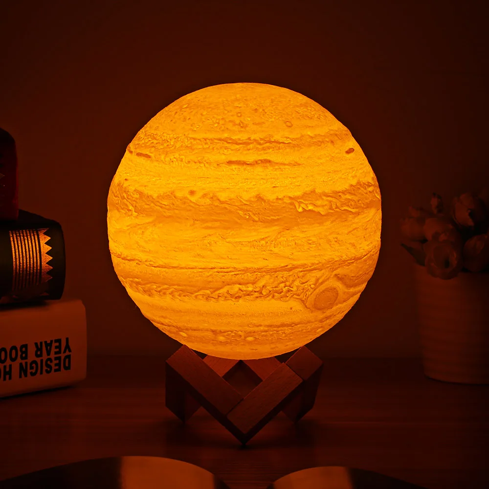 

3D Printing Jupiter Planet Light Pat 3 Colors Night Lamp Rechargeable Night Lights for Bedroom Office Decoration