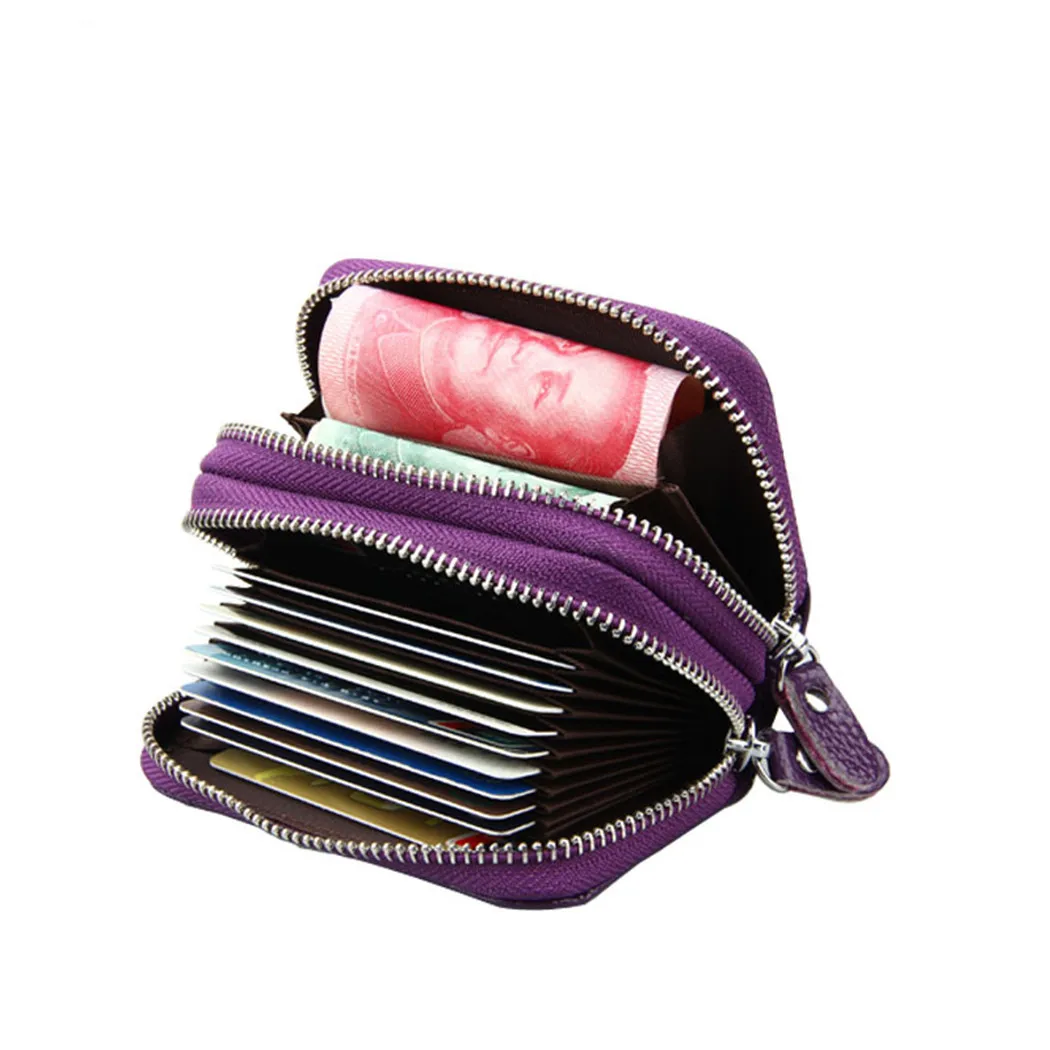 

RFID Card Protection Credit Card Holder Wallet Coin Pocket Bags Female Credit Cards Wallets Women Double Zipper Purse Cardholder