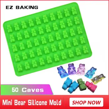 

Baking decorating 50 Caves cute Bear silicone nonstick chocolate mold pastry design silicone jelly candy mould free shipping
