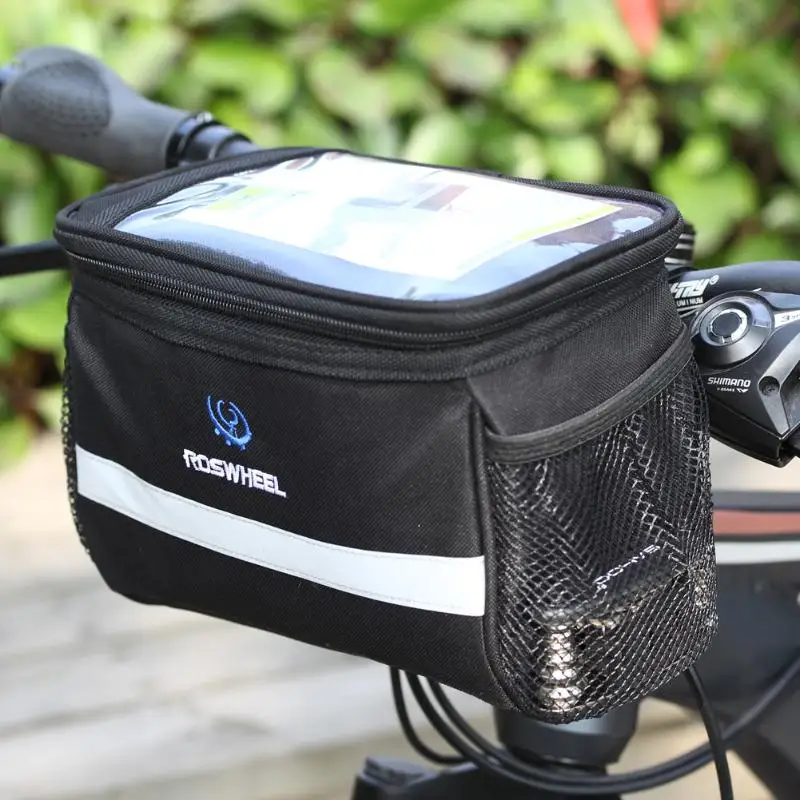 buy MTB Road Bike Handlebar Bag Cycling Front Basket Pannier Frame Waterproof Bicycle Bags With Broader Reflective Strap
