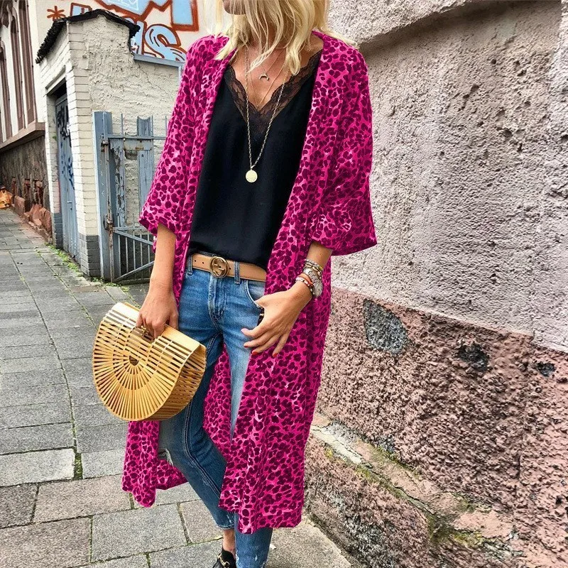 

Try Everything Red Leopard Cardigan Women Long Sleeve Ladies Cardigans Of Large Sizes Loose Casual Summer Long Cardigan Female