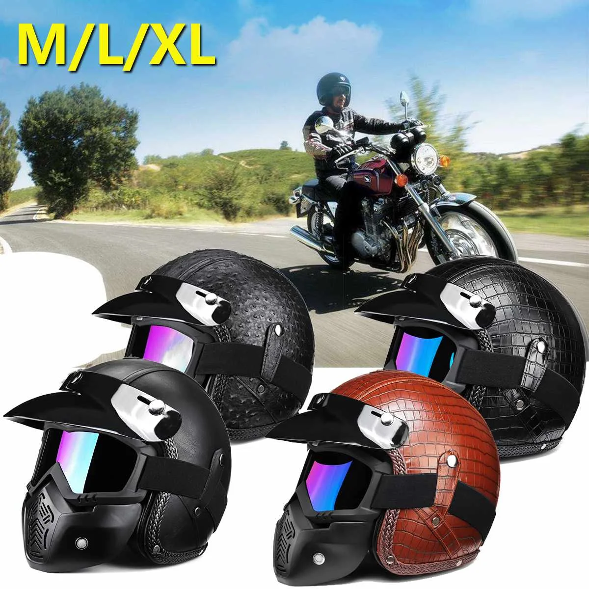 

Unisex Motorcycle Retro Helmet Motorbike 3/4 Leather Comfortable Multiple Style Helmets Motorcycle Helmet Open
