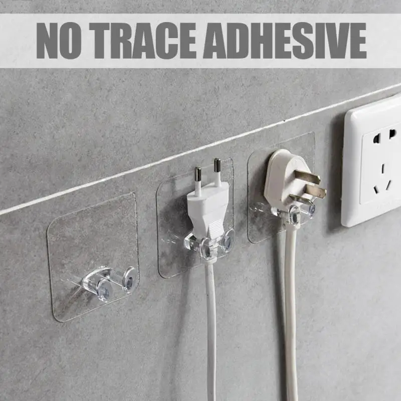 

2PCS Home Office Wall Adhesive Power Plug Socket Holder Hanger Sticky Hook Shaving Razor key Kitchen Rack Transparent Shelf 2019