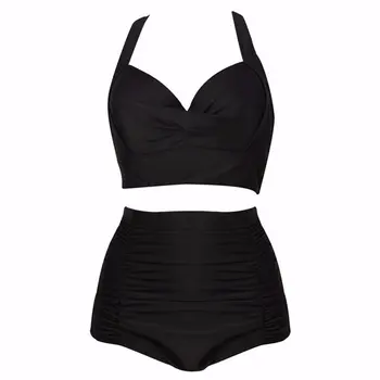 

Large-Size Retro Swimsuit Bikini Gathered Slim Bikini Bikini Spa Swimsuit Sexy Bikini Two-Piece Suit