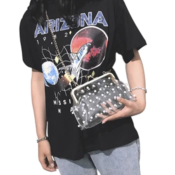 

NEW-Transparent Fashion Woman Crossbody Bag Ladies Totes Pearl Handbag Chain Shoulder Bag Women Wedding Bag
