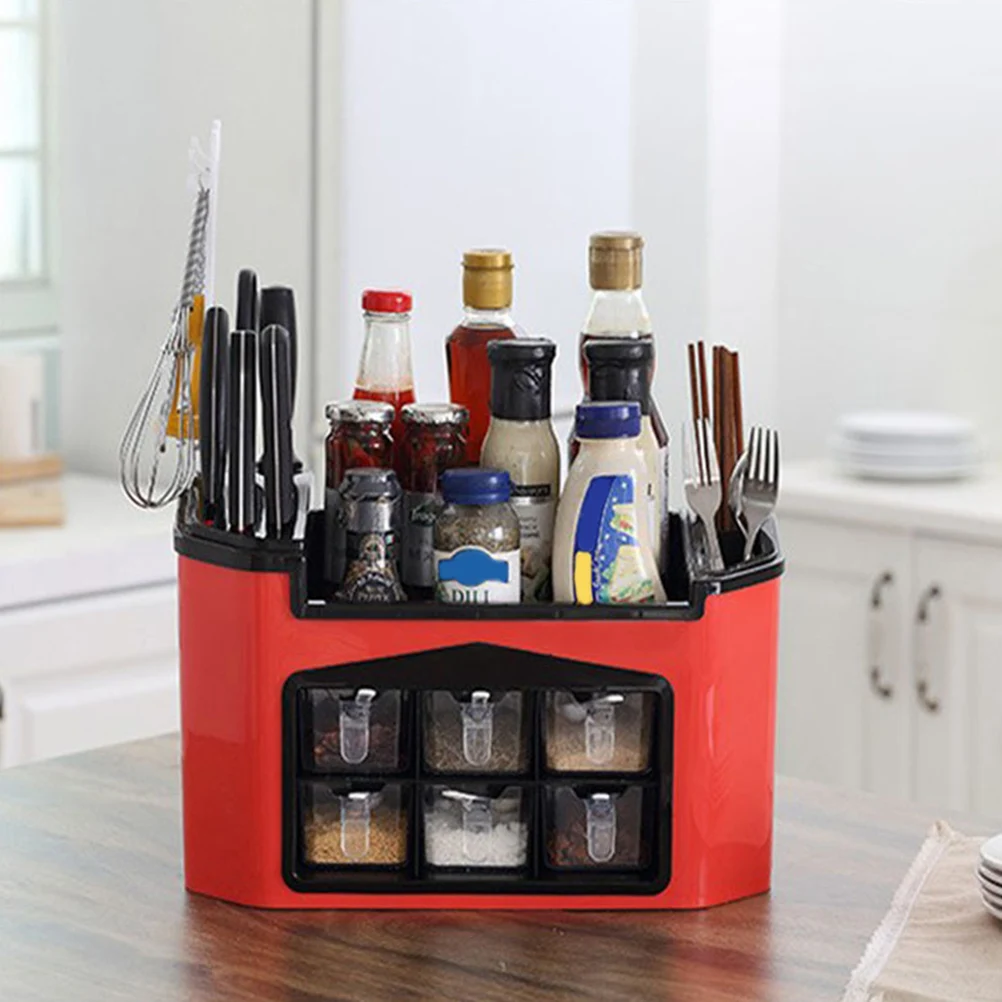 

Condiment Storage Containers Spice Jars Organizer Utensil Flatware Holder Shelf Kitchen Storage Holder Rack Shelf
