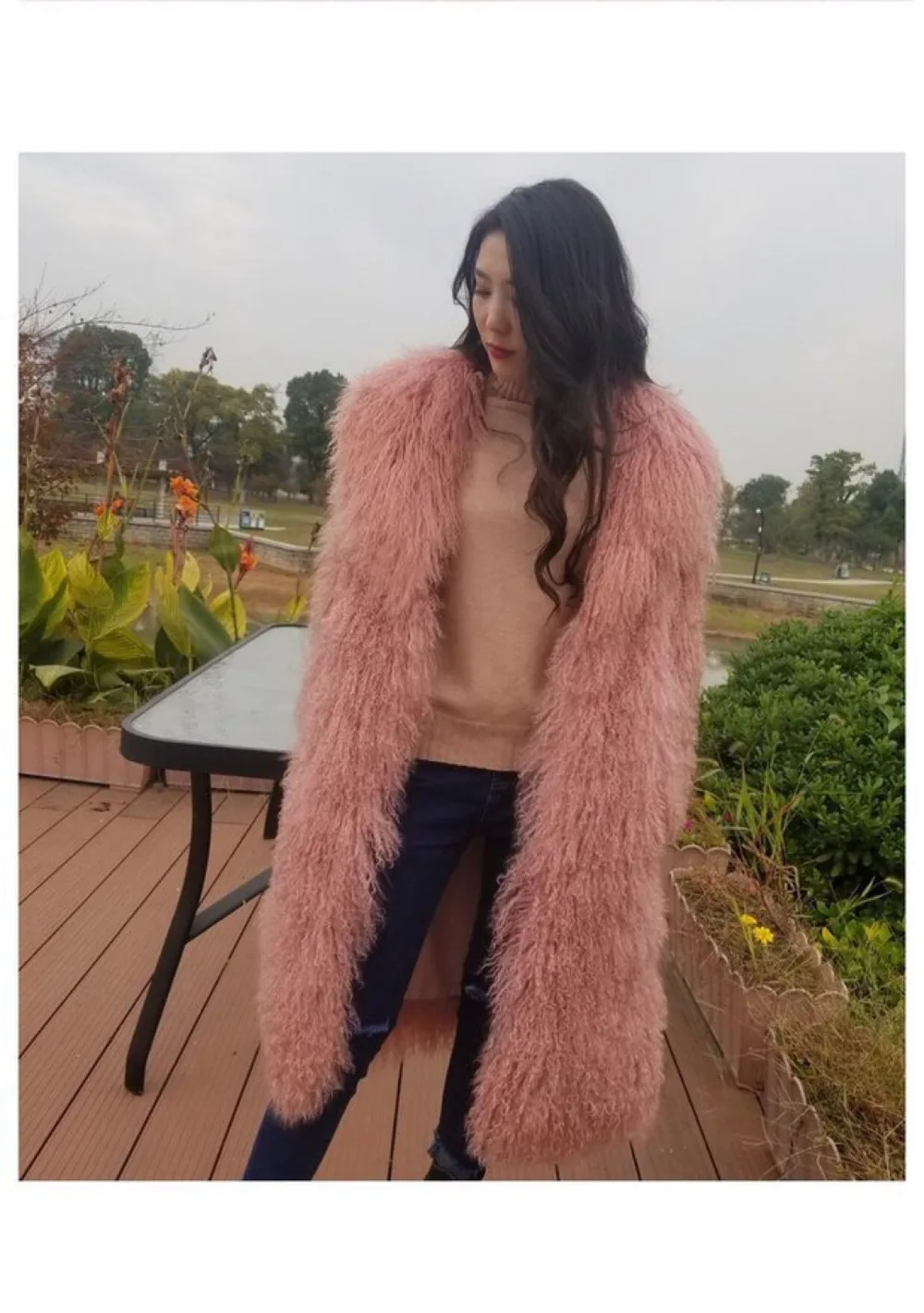 

mongolia fur coat turn down collar Women Farm Mongolia Lamb Fur Coat Sleeve Waistcoat Jacket Coat Fashion