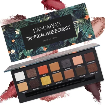 

14 Color/set Shimmer Eye Shadow Palette Eyes Makeup TROPICAL PAINFOREST Eyeshadow Powder Set Make up Art Luminous Shadows 1 Set