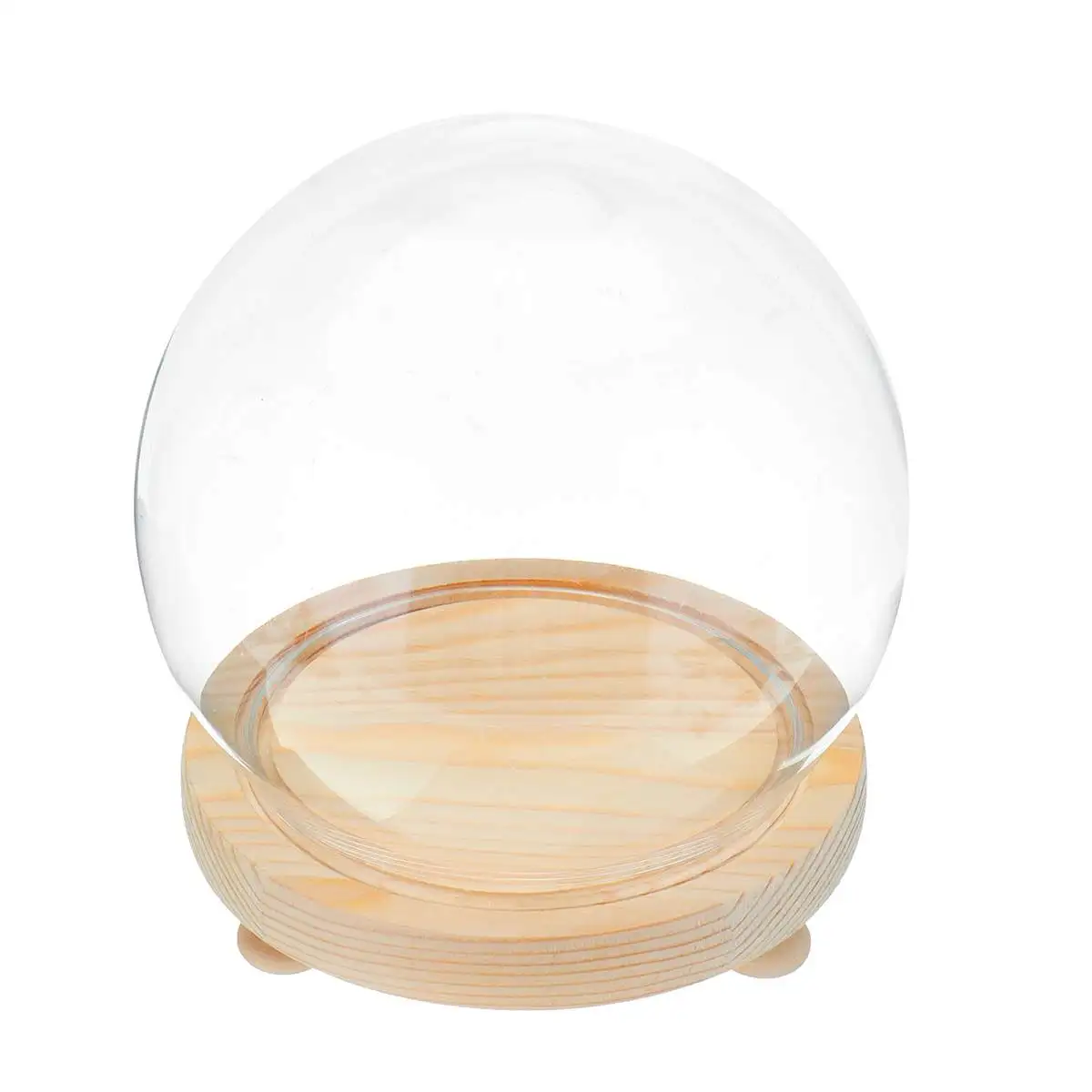 Стеклянный глобус купольная крышка Cloche Bell Jar сухая Цветочная ваза с деревянной