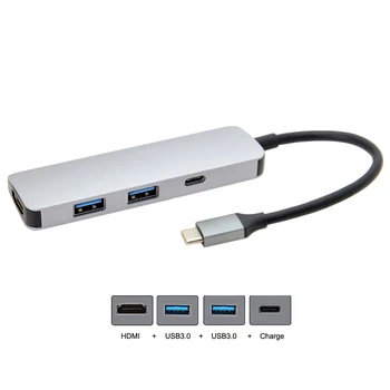 

10pcs/lot Type-C USB-C to HDMI & 2 Ports HUB & Female Charger Multiport Docking Adapter