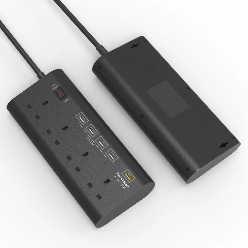 CLAITE 5V 2.4A штепсельная вилка Великобритании 4 розетка с переключателем 5 usb портов