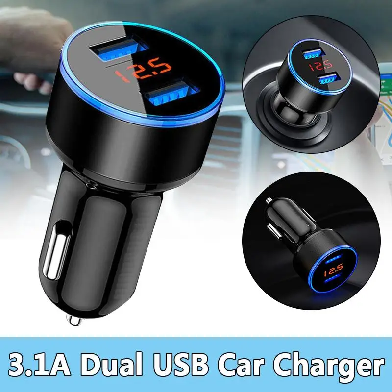 3.1A В 5 в Dual USB Автомобильное зарядное светодио дный светодиодный дисплей Быстрая зарядка мобильный телефон Быстрая зарядка умная защита для