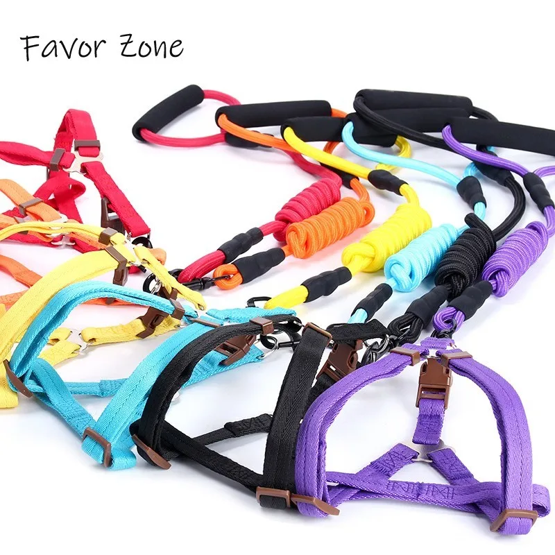 

Nylon Dog Leash Adjustable Dog Mesh Harness Set Colorful Perro Neck Collars Puppy Harness Small Medium Large Dogs Cats products