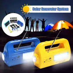 Переносная перезаряжаемая Солнечный Аварийный генератор освещение системы USB зарядное устройство запасные аккумуляторы для телефонов