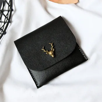 

Wallet Cute Short PU Card Bag Solid Coin Purse Deer Women