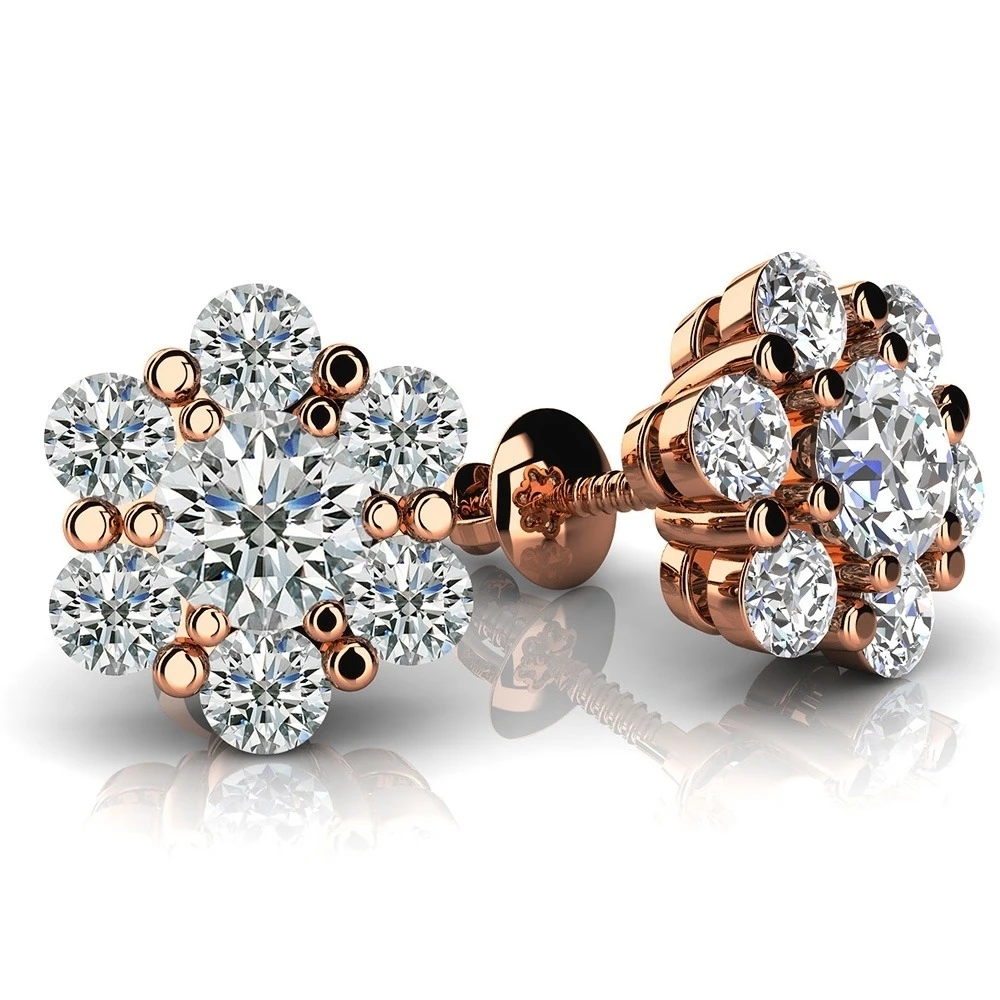 Round Cut Natural Diamond Stud Earrings In 18k Rose Gold (0.5 Carat F-G SI2) | Украшения и аксессуары