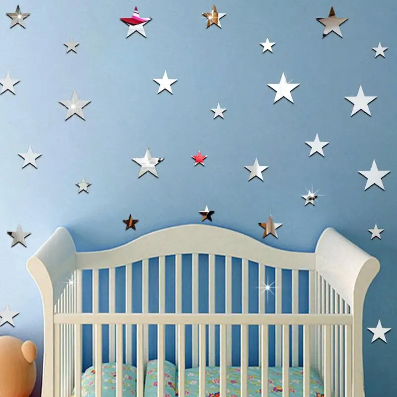 

20pcs Removable Cartoon Star Mirrors Creative Modern Wall Stickers Children Room Wall Decor Home Decoration