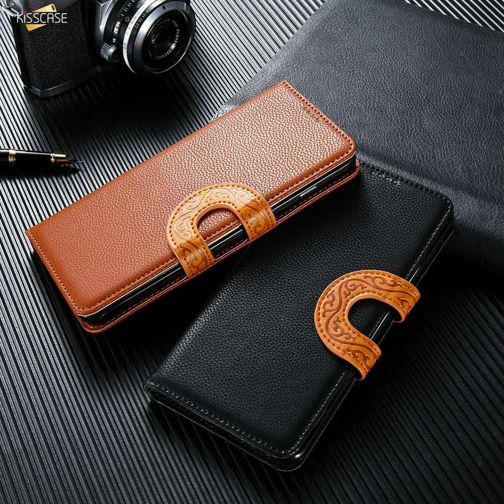

KISSCASE Flip Leather Wallet Case For Samsung Galaxy S10 S9 S8 Plus S10e Note 9 8 S7 Card Holder Case For Samsung A7 A8 A9 A6 A3